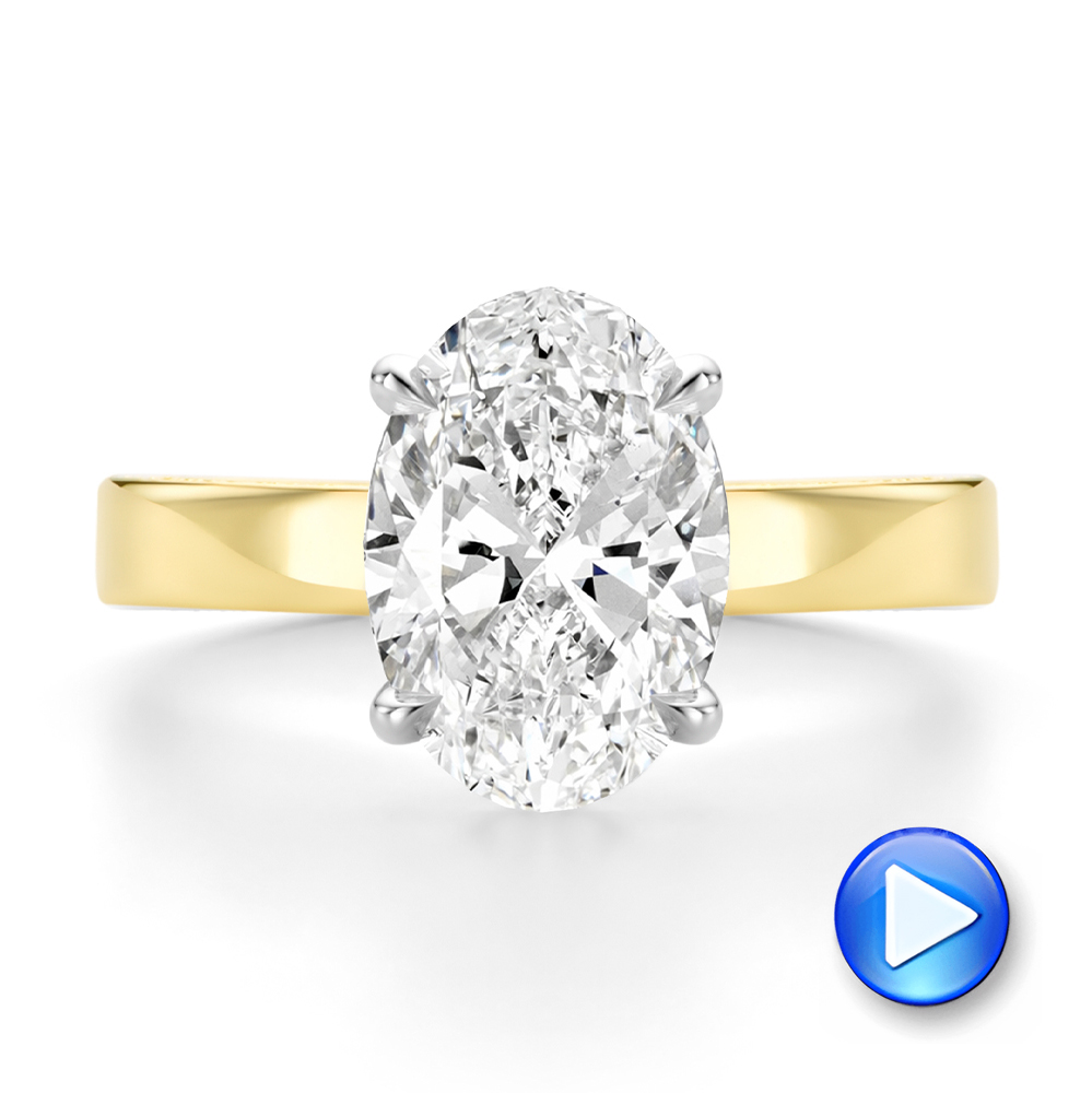 18k Yellow Gold Profile Diamonds Oval Engagement Ring - Video -  108368 - Thumbnail