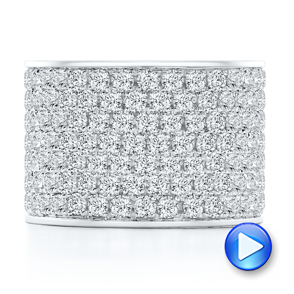 14k White Gold Full Pave Diamond Wedding Band - Video -  108544 - Thumbnail