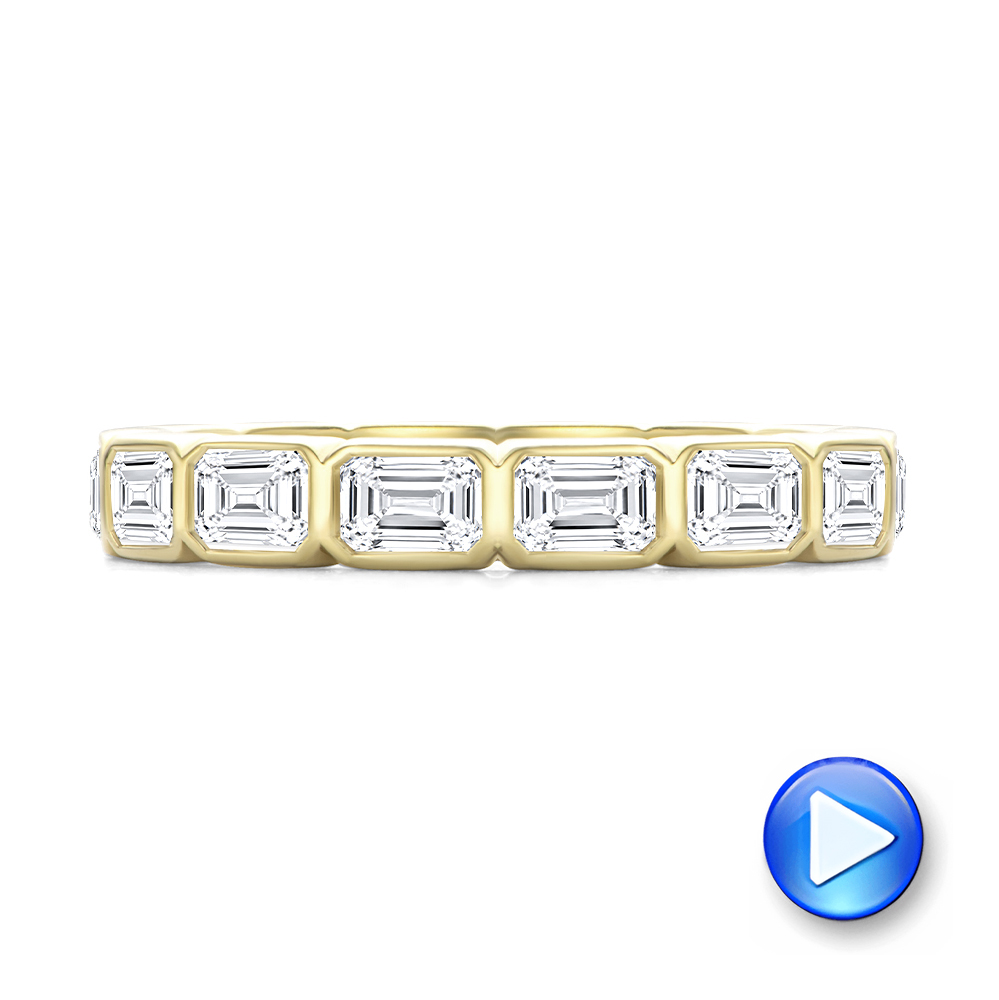 18k Yellow Gold Bezel Set Emerald Cut Diamond Eternity Band - Video -  108549 - Thumbnail
