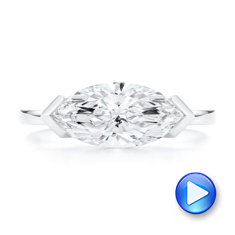  Platinum East West Half Bezel Marquise Diamond Engagement Ring - Video -  108550 - Thumbnail