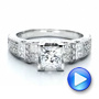18k White Gold Princess Cut Side Stones Engagement Ring - Vanna K - Video -  100057 - Thumbnail