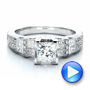 18k White Gold Princess Cut Side Stones Engagement Ring - Vanna K - Video -  100057 - Thumbnail