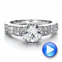  18K Gold Antique Double Pave Hand Engraved Engagement Ring - Vanna K - Video -  100055 - Thumbnail