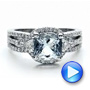  Platinum Custom Aquamarine And Diamond Ring - Video -  1445 - Thumbnail