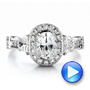 14k White Gold 14k White Gold Oval Engagement Ring Half Moon Side Stones- Vanna K - Video -  100045 - Thumbnail