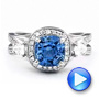  Platinum Custom Blue Sapphire Engagement Ring - Video -  1432 - Thumbnail