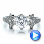  18K Gold Milgrain Pave Engagement Ring - Vanna K - Video -  100075 - Thumbnail