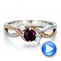  Platinum And 18k Rose Gold Platinum And 18k Rose Gold Custom Ruby And Diamond Engagement Ring - Video -  100092 - Thumbnail