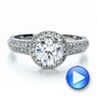 18k White Gold Halo Hand Engraved Pave Engagement Ring - Vanna K - Video -  100076 - Thumbnail