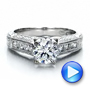  18K Gold Hand Engraved Channel Set Diamond Engagement Ring - Vanna K - Video -  100108 - Thumbnail