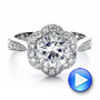18k White Gold Antique Hand Engraved Engagement Ring - Vanna K - Video -  100040 - Thumbnail