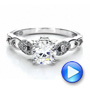  18K Gold Pave Side Stones Milgrain Engagement Ring - Vanna K - Video -  100058 - Thumbnail