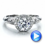  Platinum Platinum Halo Hand Engraved Engagement Ring -vanna K - Video -  100103 - Thumbnail