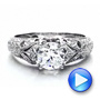  Platinum Platinum Engagement Ring With Micro Pave - Milgrain - Filigree - Hand Engraved - Vanna K - Video -  100047 - Thumbnail