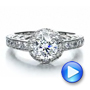 18k White Gold Halo Filigree Milgrain Engagement Ring - Vanna K - Video -  100097 - Thumbnail