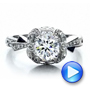  18K Gold Halo Engagement Ring With Sapphires - Vanna K - Video -  100094 - Thumbnail