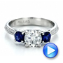 14k White Gold 14k White Gold Custom Blue Sapphire And Diamond Engagement Ring - Video -  100116 - Thumbnail