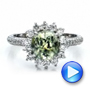 14k White Gold Custom Green Sapphire And Diamond Engagement Ring - Video -  100111 - Thumbnail