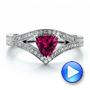  Platinum Custom Pink Sapphire Engagement Ring - Video -  100113 - Thumbnail