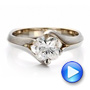 18k White Gold And 14K Gold 18k White Gold And 14K Gold Custom Diamond And Brushed Metal Engagement Ring - Video -  100050 - Thumbnail