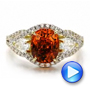 14k Yellow Gold And 18K Gold 14k Yellow Gold And 18K Gold Custom Orange Sapphire Engagement Ring - Video -  100117 - Thumbnail