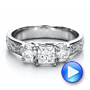  Platinum Custom Hand Engraved Engagement Ring - Video -  100115 - Thumbnail