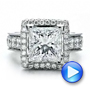 18k White Gold 18k White Gold Custom Princess Cut And Halo Engagement Ring - Video -  100124 - Thumbnail