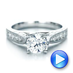 Diamond And Hand Engraved Engagement Ring With Matching Wedding Band - Kirk Kara - Video -  1274 - Thumbnail