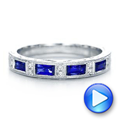 Blue Sapphire Wedding Band With Matching Engagement Ring - Kirk Kara - Video -  1275 - Thumbnail