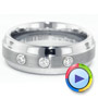 Men's Tungsten Carbide Wide Step Edge Ring With Diamonds - Video -  1336 - Thumbnail