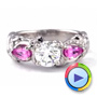 18k White Gold Custom Pink Sapphire And Diamond Engagement Ring - Video -  1431 - Thumbnail
