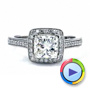 18k White Gold 18k White Gold Custom Diamond Halo Engagement Ring - Video -  1435 - Thumbnail