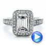 18k White Gold Custom Emerald Cut Diamond Engagement Ring - Video -  1478 - Thumbnail
