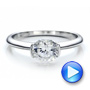 18k White Gold Half Bezel Diamond Solitaire Engagement Ring - Video -  1480 - Thumbnail
