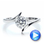 18k White Gold Contemporary Tension Set Solitaire Engagement Ring - Video -  1481 - Thumbnail