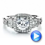 18k White Gold Custom Organic Engagement Ring With Halo - Video -  100095 - Thumbnail