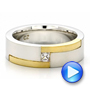  14K Gold And 18k Yellow Gold 14K Gold And 18k Yellow Gold Men's Two-tone And Diamond Wedding Band - Video -  100123 - Thumbnail